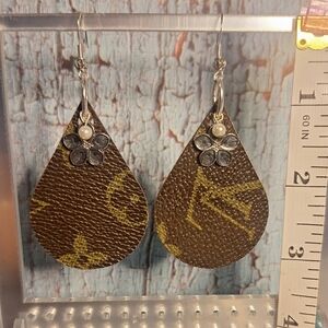 Sterling Silver LV Earrings Upcycled From Authentic Louis Vuitton Wallet SOLD